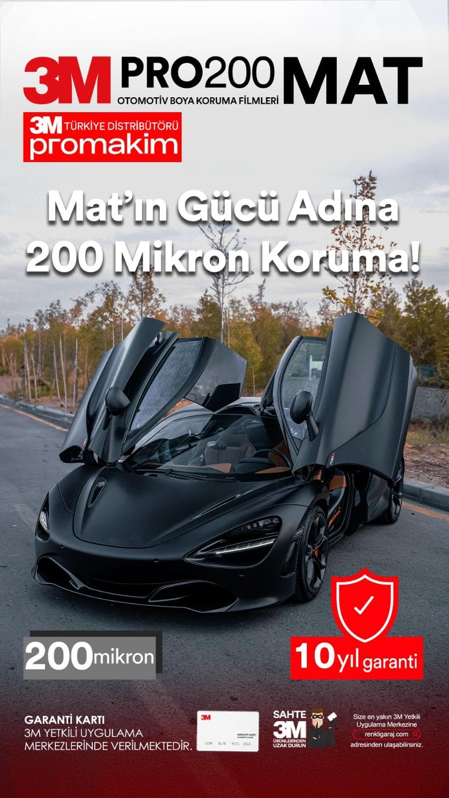 3M Pro Series 200 Matte Araç Kaplama Filmi Silifke - mat boya koruma filmi PPF, AVŞARLILAR 3M yetkili uygulama Mersin